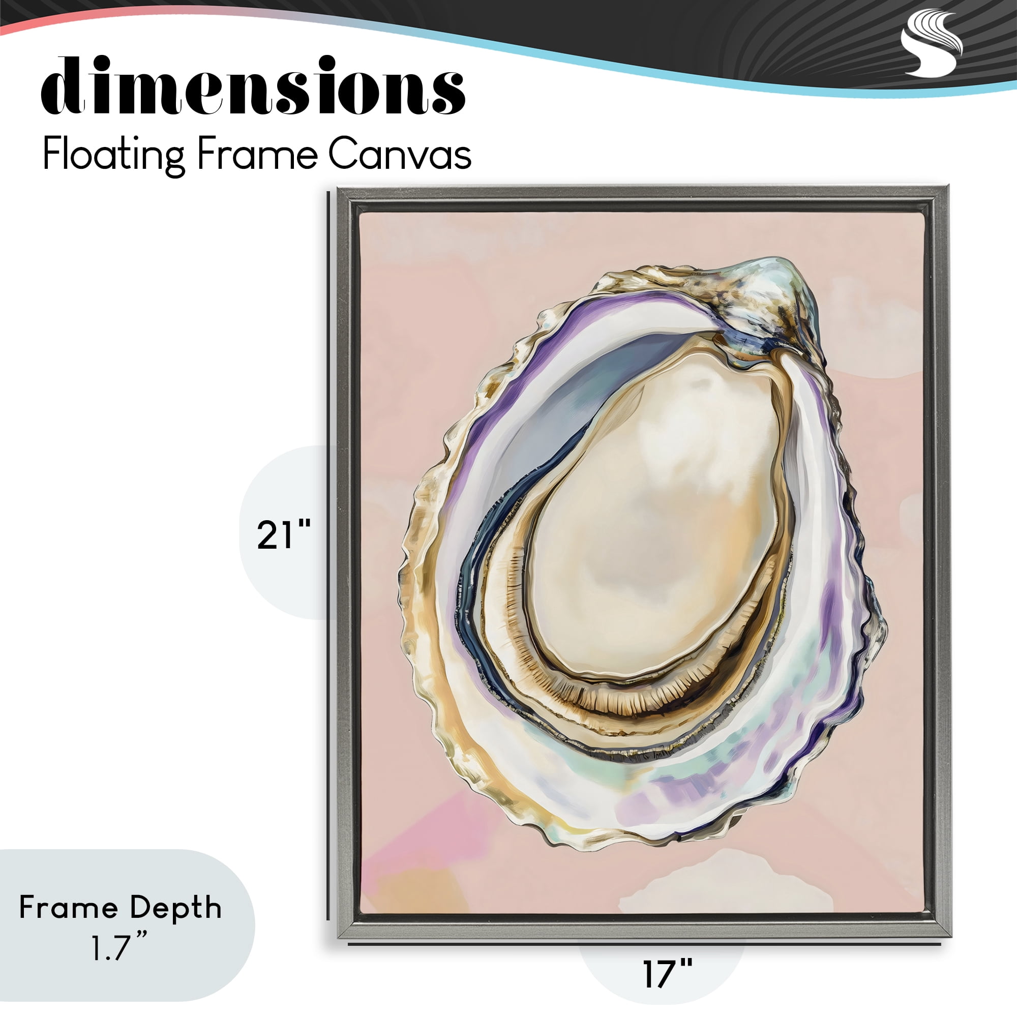 Stupell Industries Pink Oyster Shell Elegance Gray Framed Floater Canvas Wall Art, design by The Prints Vibe