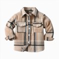 thumbnail image 5 of YIWULA Toddler Long Sleeve Plaid Jacket Baby Boys Girls Button Down Flannel Thick Shirt Fall Winter Coat for Kid(7-8 Years,Khaki), 5 of 5
