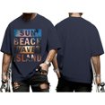 thumbnail image 2 of Mens Vacation T Shirts Sun Beach Waves Island Crewneck Short Sleeve Beach T-Shirt Casual Tops for Vacation, 2 of 9