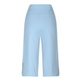 thumbnail image 7 of ZHYou Pants for Womens,High Waisted,Cropped,Wide Leg,Baggy Trousers with Side Slits,Light Blue,Size 2XL, 7 of 7
