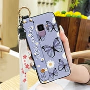 LYM-Phone Case For Samsung Galaxy S9/SM-G9600, Oil Painting ring Durable protective Anti-knock Wristband Fashion Design Shockproof Silicone Soft case Lanyard Wrist Strap flower Kickstand