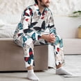 thumbnail image 5 of Mens Pajamas Set, Butterfly print B Button Down Long Sleeve Loungewear Sleepwear Pjs sets for Men, 5 of 5