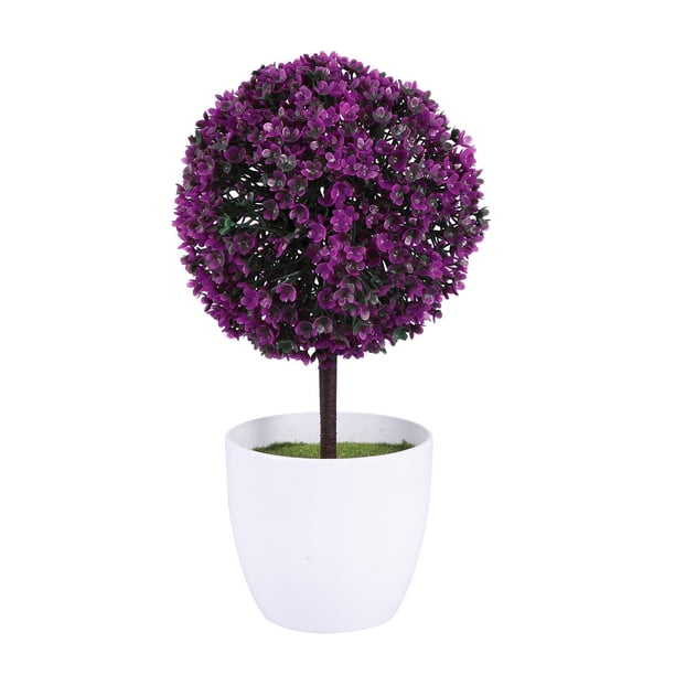 EeaseMX Bola de plantas artificiales, planta simulada, bonsái decorativo, bola de flores de plástico para decoración del hogar y el jardín (morado y rojo)