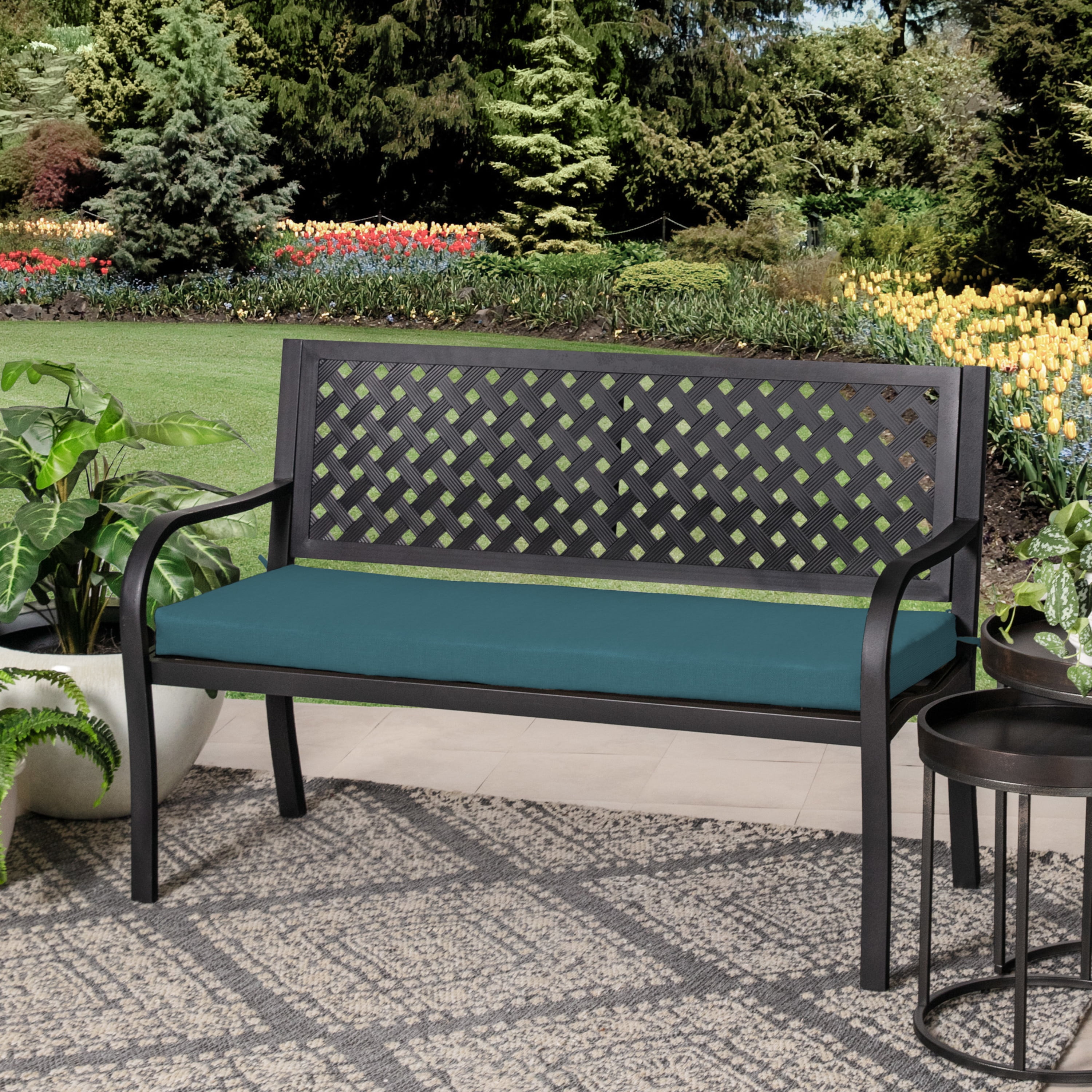 Outdoor Decor Flora Bench Seat Cushion 48 x 18 in Black