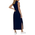 thumbnail image 3 of APEXFWDT Summer Casual Maxi Dress for Women V Neck Sleeveless Long Sundress Beach Vacation Dresses with Pockets,XXL,Dark Blue, 3 of 6