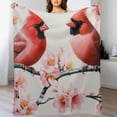 WHKANG Red Cardinal Flower Branch Blanket Gifts for Women Pink Floral