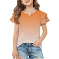 thumbnail image 2 of Dwellite Girls V-Neck Shirts Short Sleeve Cute Summer Tee Shirts Baggy Soft Tops 3-13 Years Orange 120, 2 of 7