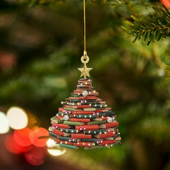 Matoen Book Christmas Tree Ornament, Gifts for Book Lovers, Acrylic Creative Christmas Book Car Decoration, Christmas Tree Decoration Holiday Home Decoration Home Decor Accents