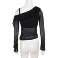 thumbnail image 5 of Off Shoulder Tops for Women Gothic Cross Print Long Sleeve Y2K Summer Tees Boat Neck Basic Casual Button Up Shirts, 5 of 7
