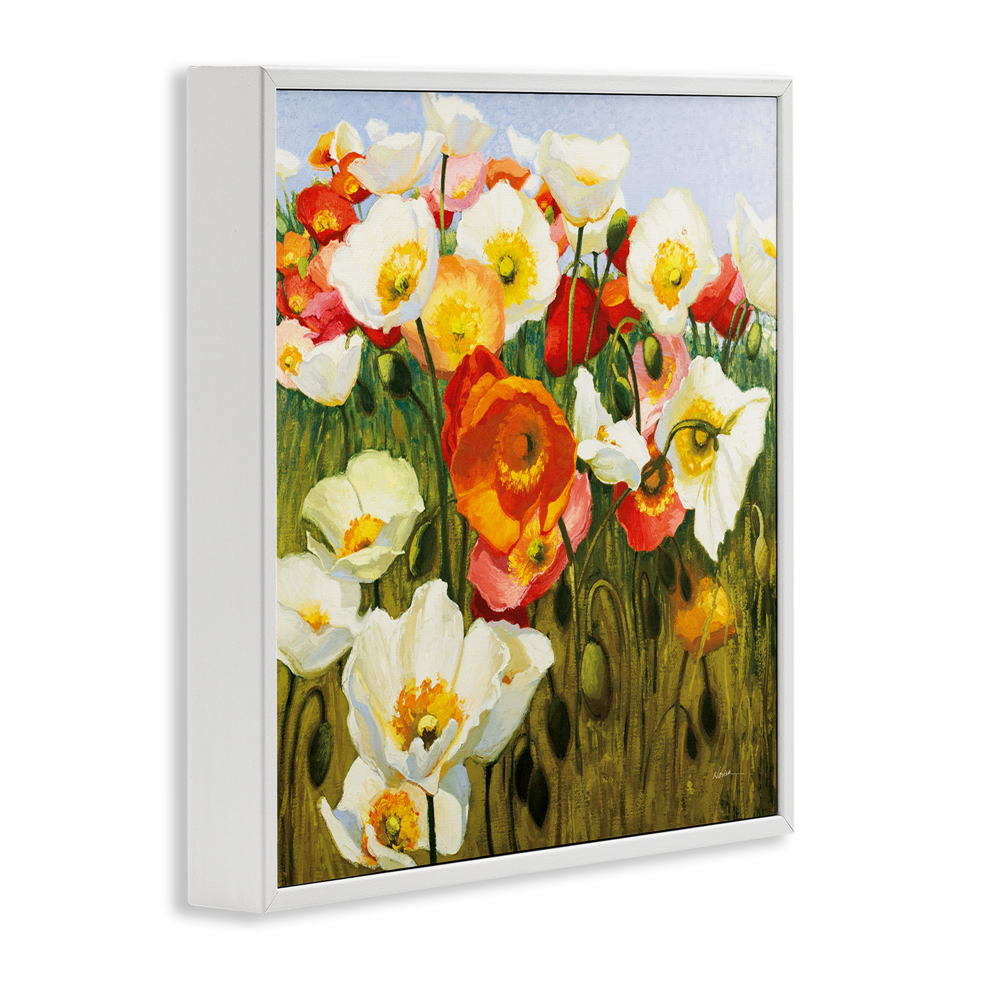 Stupell Industries Lush Poppy Meadow Botanical & Floral Painting White Framed Art Print Wall Art, 12 x 12