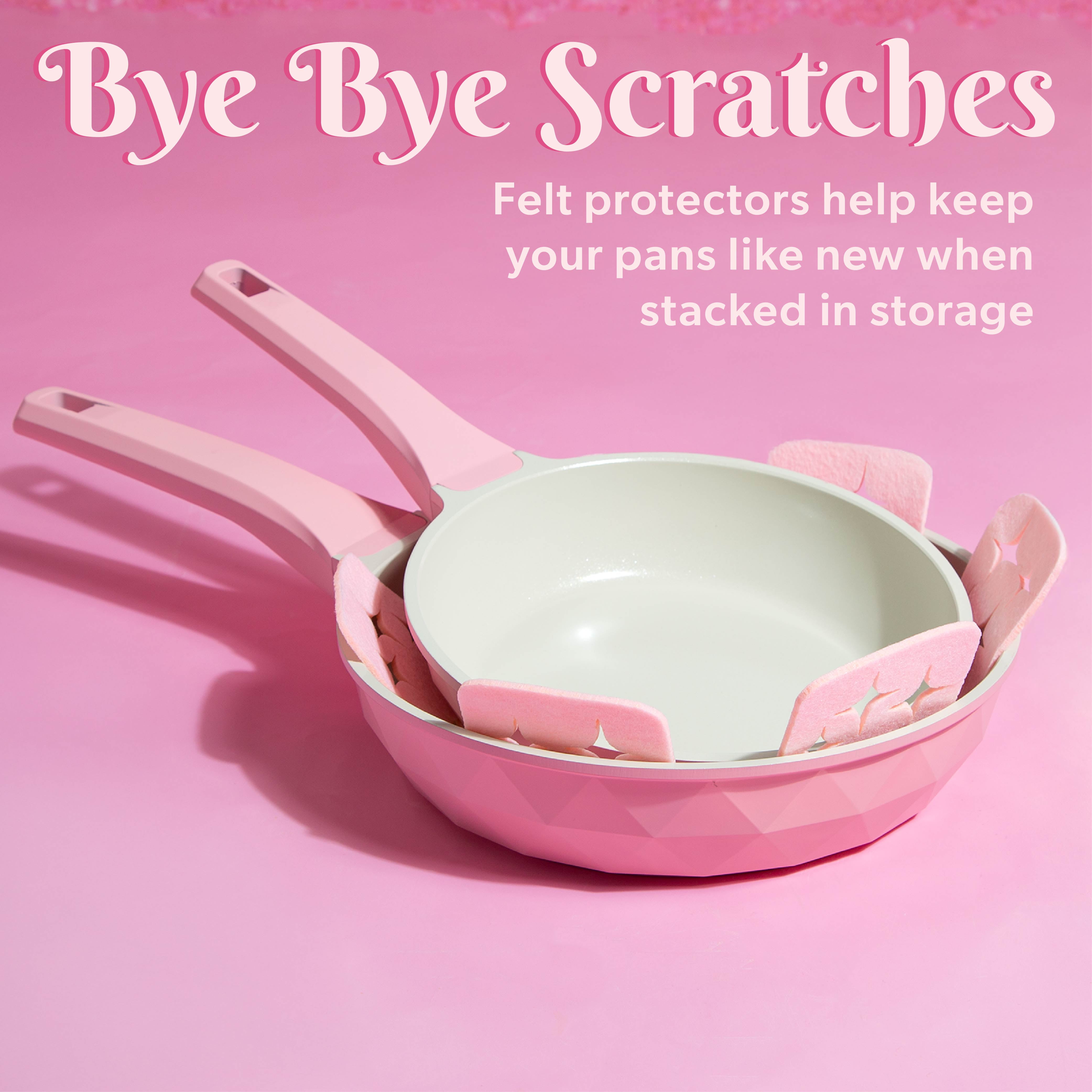 Paris Hilton 10-Piece Ceramic Nonstick Cookware Set with Pots & Pans, Clean Ceramic™ Coating, Faceted Pink Design