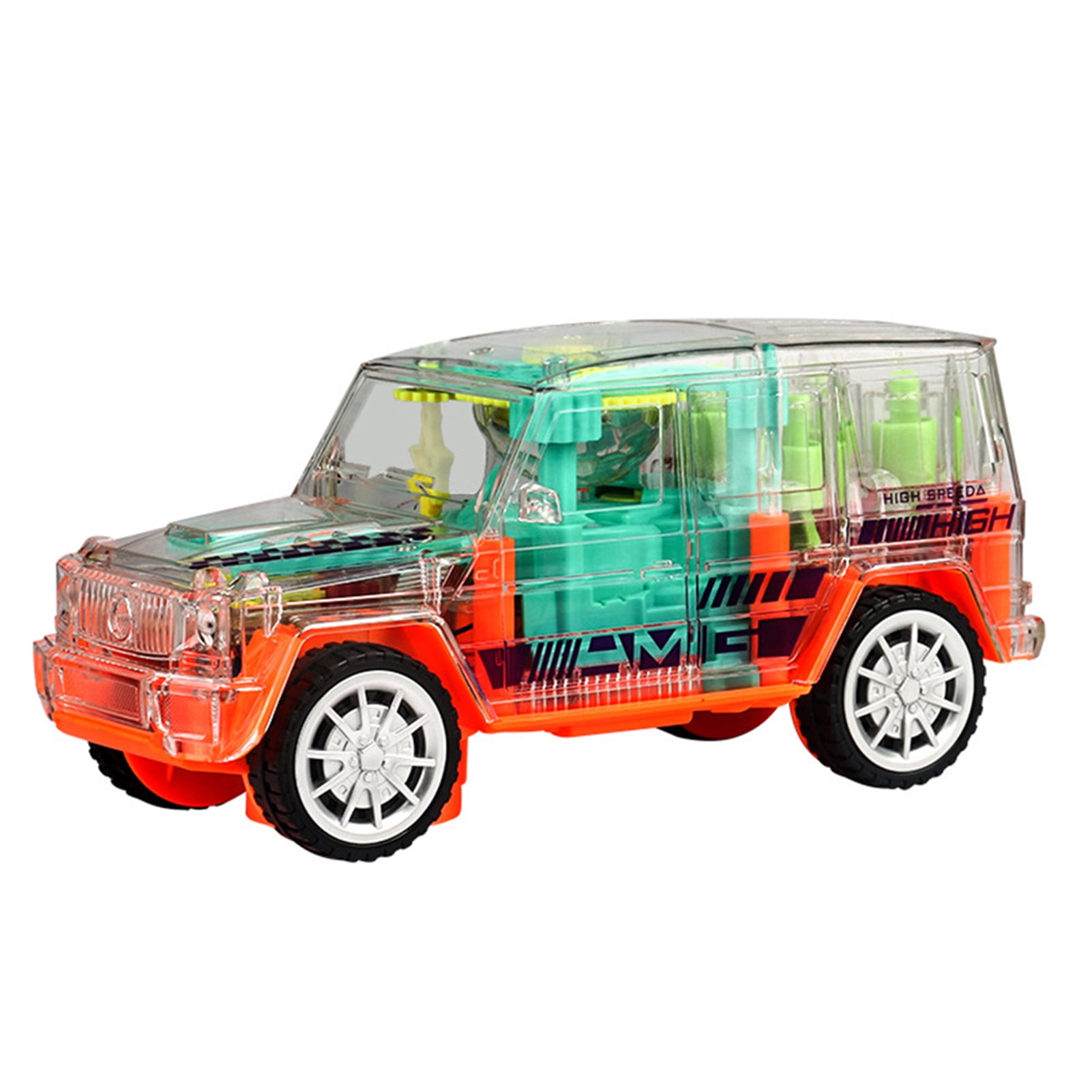 Transparent Gear Toy Car Light Music OffRoad Vehicle Model Toy For Kid