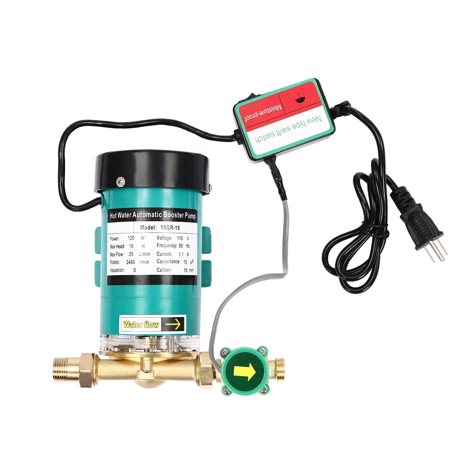 120W 115V 60Hz Household Booster Pump Automatic Boost Water Pressure Booster Pump Fits Shower