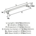 thumbnail image 6 of Amerock Merced 7-9/16 inch (192mm) Center-to-Center Polished Chrome Cabinet Pull, 6 of 7