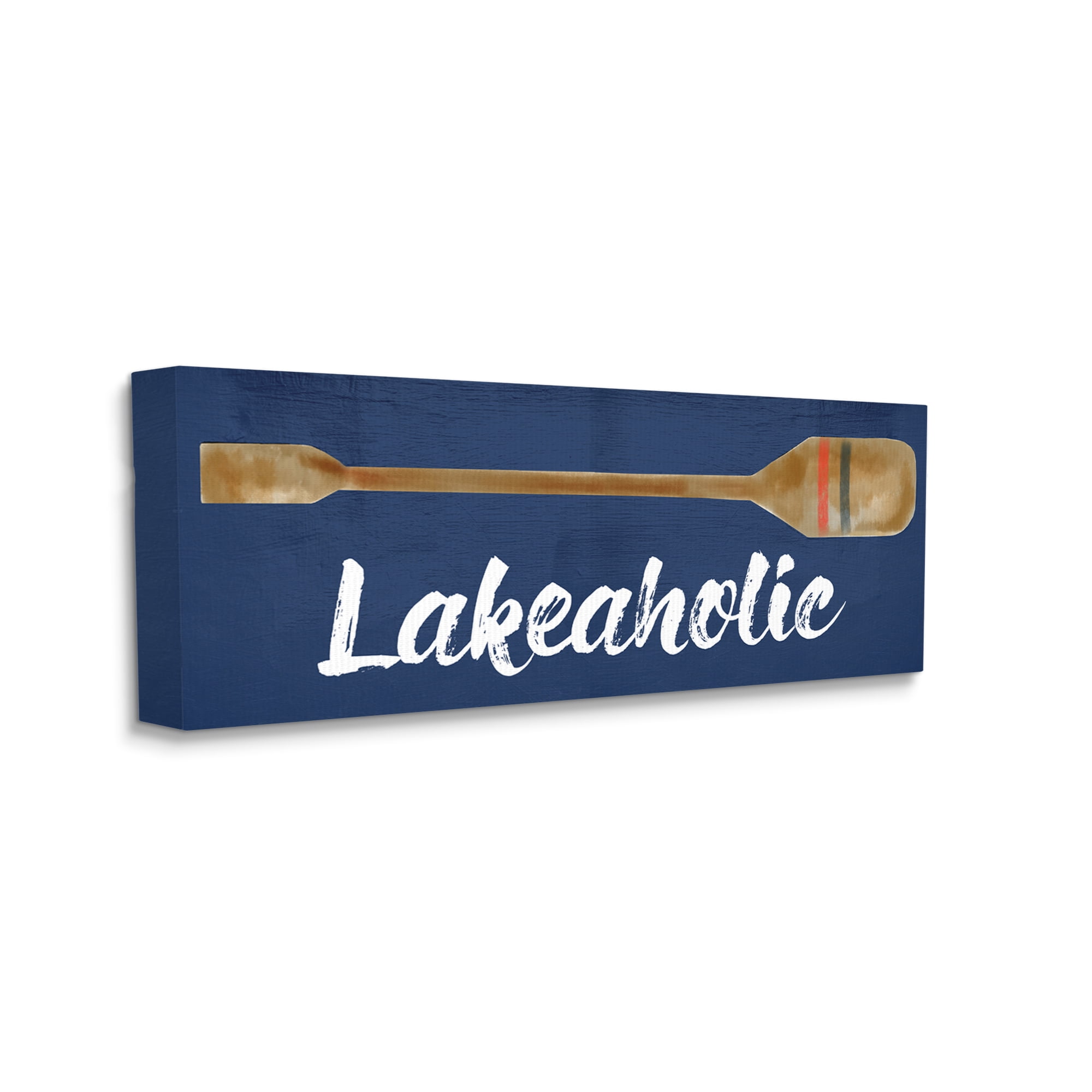 Stupell Industries Lakeaholic Boat Oar Inspirational Painting Gallery Wrapped Canvas Print Wall Art, 40 x 17