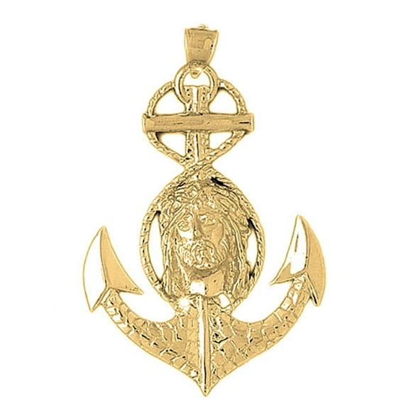 10K Yellow Gold Mariners Cross/Crucifix Pendant - 60 mm