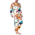thumbnail image 3 of Kll Flowers Birds And Butterflies Sleepwear Mens Flannel Pajamas,Long Cotton Pj Set, 3 of 9