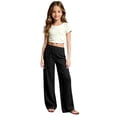 thumbnail image 2 of Girls Wide Leg Baggy Pants Drawstring Pants Cotton Linen Pants loose fit Trousers 4T-13T, 2 of 7