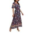 thumbnail image 3 of Smilkoo Women's Vocation Bohemian Floral Print Short Sleeve V-Neck Midi Length Dress, 3 of 3