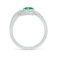 thumbnail image 2 of Angara Natural 0.4 Ct. Emerald with Diamond Side Stone Ring in Sterling Silver for Women (Ring Size: 9.5), 2 of 9