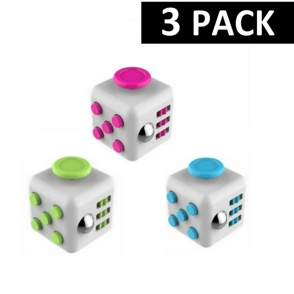 Fidget Cube (3 Pack) Randomly Assorted Colors Fidget Toys For Kids