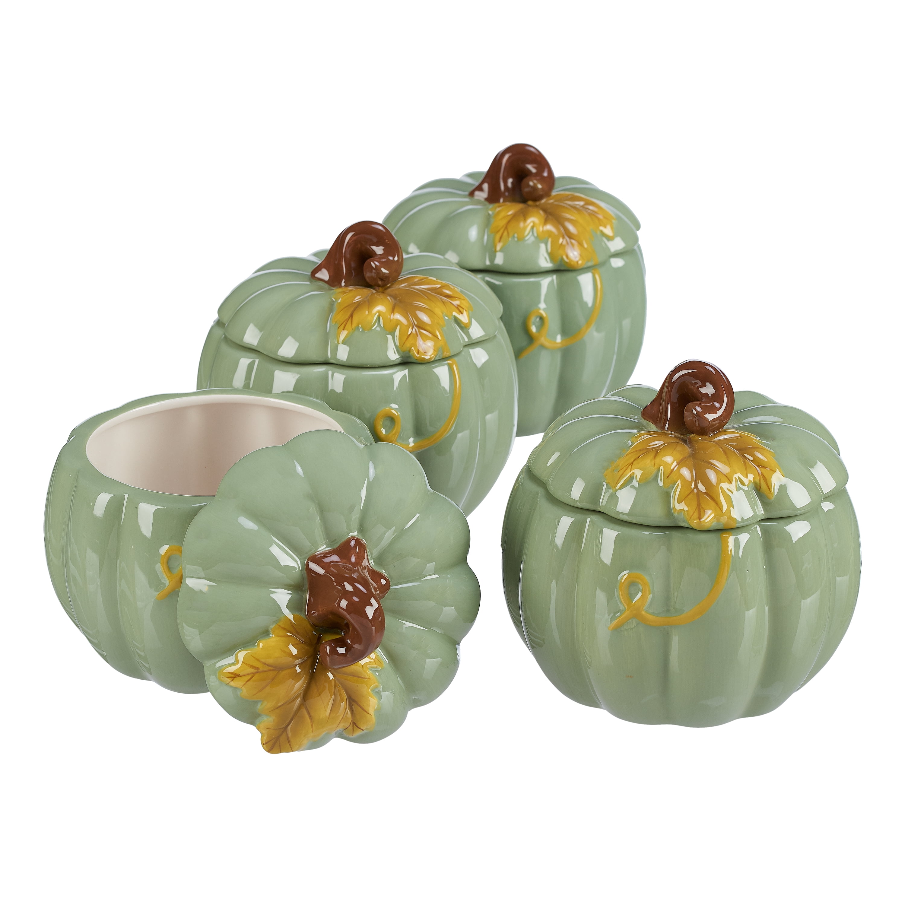 Way to Celebrate Pumpkin 4Piece Candy Jar Set, Green