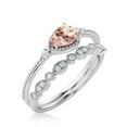 thumbnail image 3 of 1.60 Carat Pear Cut Morganite And Diamond Moissanite Classic Engagement Ring, Modern Wedding Ring in 925 Sterling Silver With 18k White Gold Plating, Promise Ring, Dainty Ring, Bridal Rings Set, 3 of 3