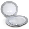 thumbnail image 5 of " OCCASIONS " 200pcs set (25 Guests)-Heavyweight Wedding Party Disposable Plastic Plate Set -25x10.5'' +25 x7.5'' + Silverware +Cups+linen like paper Napkins (Linen White & Silver), 5 of 9