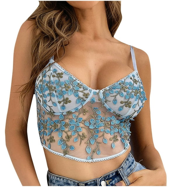 DPTALR Woman Lace Adjusted Straps Beauty Back Wrap Hollow Out Bra Tank Underwear Tops