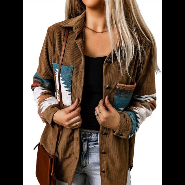 Camisa de Franela de para Mujer, Larga, Botones, Chaqueta Holgada con Bolsillos Caqui S