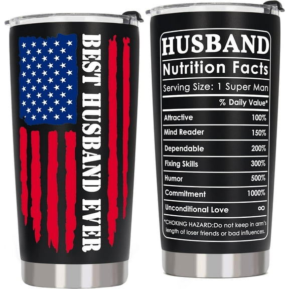 Gifts for Husband and Retirement Gifts for Men, 20 Oz Stainless Steel Husband Tumbler and Retirement Tumbler for Men