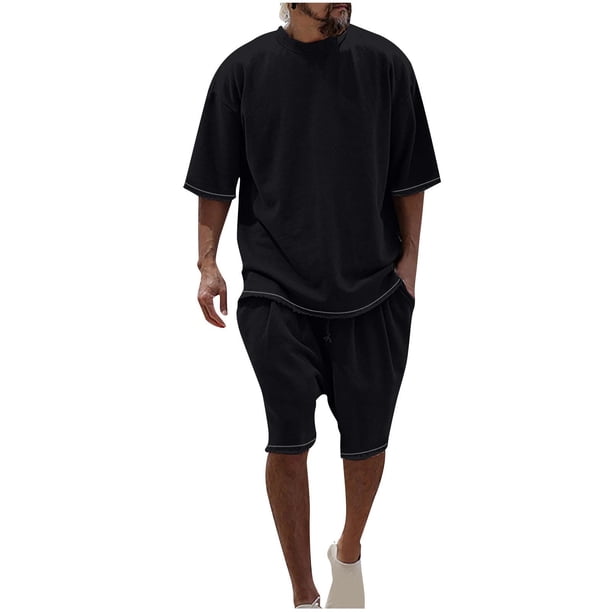 Camisas de Manga Larga para Hombres Casual Color Sólido Cuello Redondo Set de Blusa, Moda de Manga Corta para Invierno Primavera