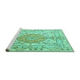 thumbnail image 2 of Ahgly Company Machine Washable Indoor Round Medallion Turquoise Blue Traditional Area Rugs, 3' Round, 2 of 4