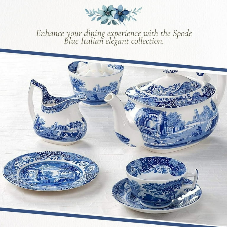 【8枚セット】美品！Spode Blue Italian 青白い風景画 大皿 Spode Blue Italian Fine Earthenware 8-Inch Salad Plate, Dishwasher