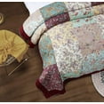 thumbnail image 6 of DaDa Bedding Bohemian Burgundy Red Velvet Trim Floral Paisley Patchwork Cotton Bedspread Set (JHW-868), 6 of 11