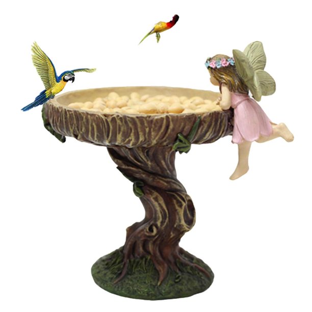 Laideyi Fairy Statue Bird Feeder Bath Outdoor Garden Bird Feeder