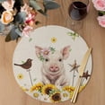 thumbnail image 3 of Pig Sunflower Western Round 13 Inch Placemats Set of 2, Rustic Daisy Linen Texture HeatResistant Non Slip Place Mats for Dining Table, Wipeable Braided Kitchen Table Mats for Housewarming, 3 of 9