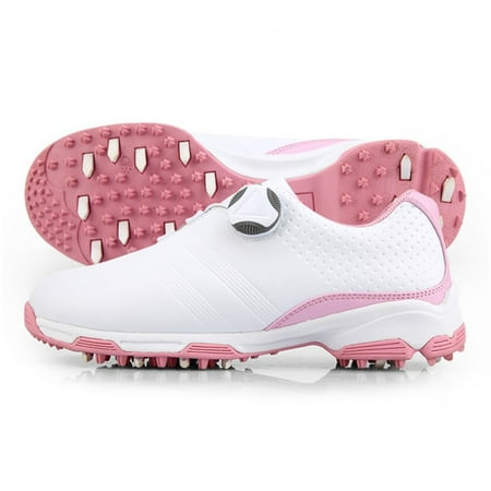 

New ladies breathable Rotating buckle golf sneakers Women Auto Lacing Waterproof Microfiber Anti-slip Golf Shoes