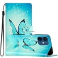 thumbnail image 2 of Allytechgroup Pattern Wallet Flip Case for iPhone 12 Mini, Premium PU Leather Kickstand Card Slots Cover Case with Wrist Strap Magnetic Clasp Shockproof Anti-Scratch Case, Blue Butterfly, 2 of 8
