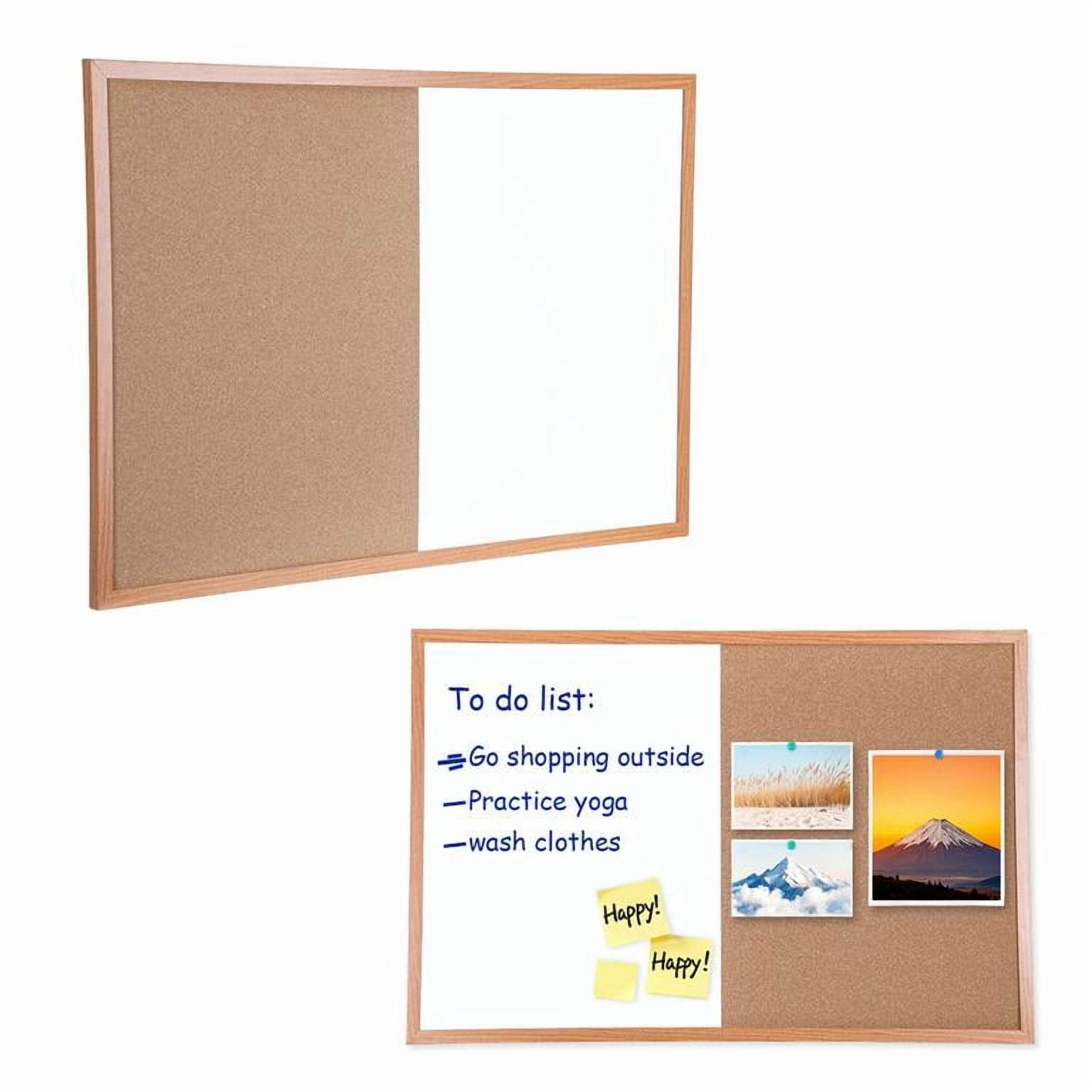 Korogimeeet Double Sided Bulletin Board, Cork Pinboard and Whiteboard Combination, Self-Healing Cork Surface, Easy Installation with Hooks Screws, for Vision Board Memo Board, 24 x 35 Inch