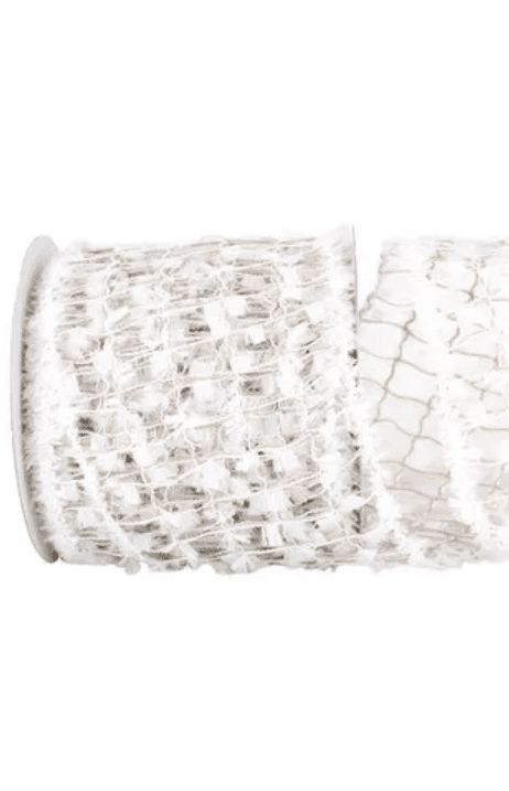 JAM Paper Snowy Ribbon, White, 4.25in x 10yd, 1 Pack