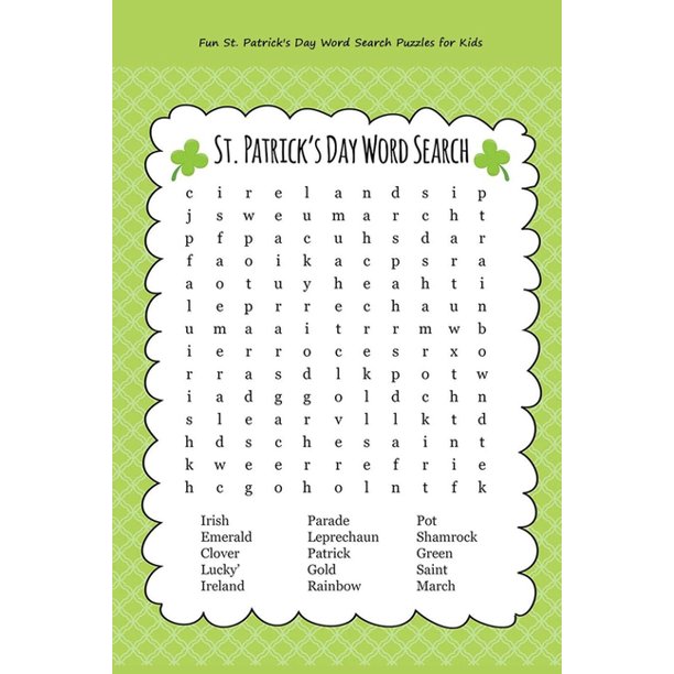 st patrick s day word search fun st patrick s day word search puzzles for kids themed saint patricks day puzzle book for kids book paperback walmart com