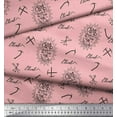 thumbnail image 3 of Soimoi Pink Cotton Jersey Fabric Hardware Tools & Text Print Sewing Fabric Yard 58 Inch Wide, 3 of 5