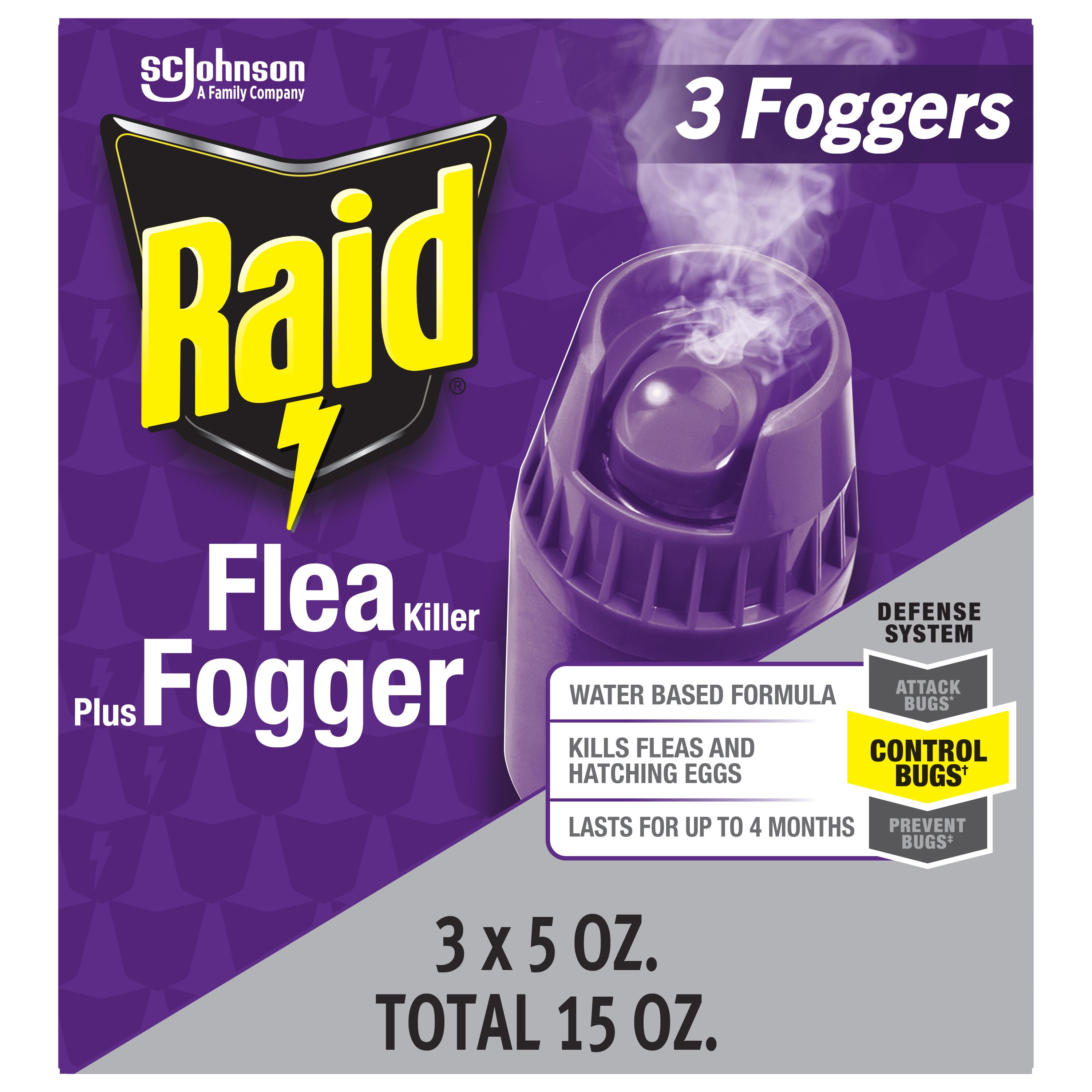 Raid Flea Fogger Kills Fleas Plus Hatching Eggs For Up To 4 Months 3 Pack