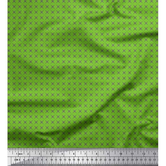 Soimoi Green Cotton Duck Fabric Geometrical Star Geometric Printed Craft Fabric by the Yard 42 Inch Wide