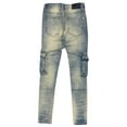 thumbnail image 2 of GFTD LA Los Angeles Men's Skinny Fit Jeans Warren Cargo Stretch Stonewash Denim (42, Blue Stonewashed), 2 of 4
