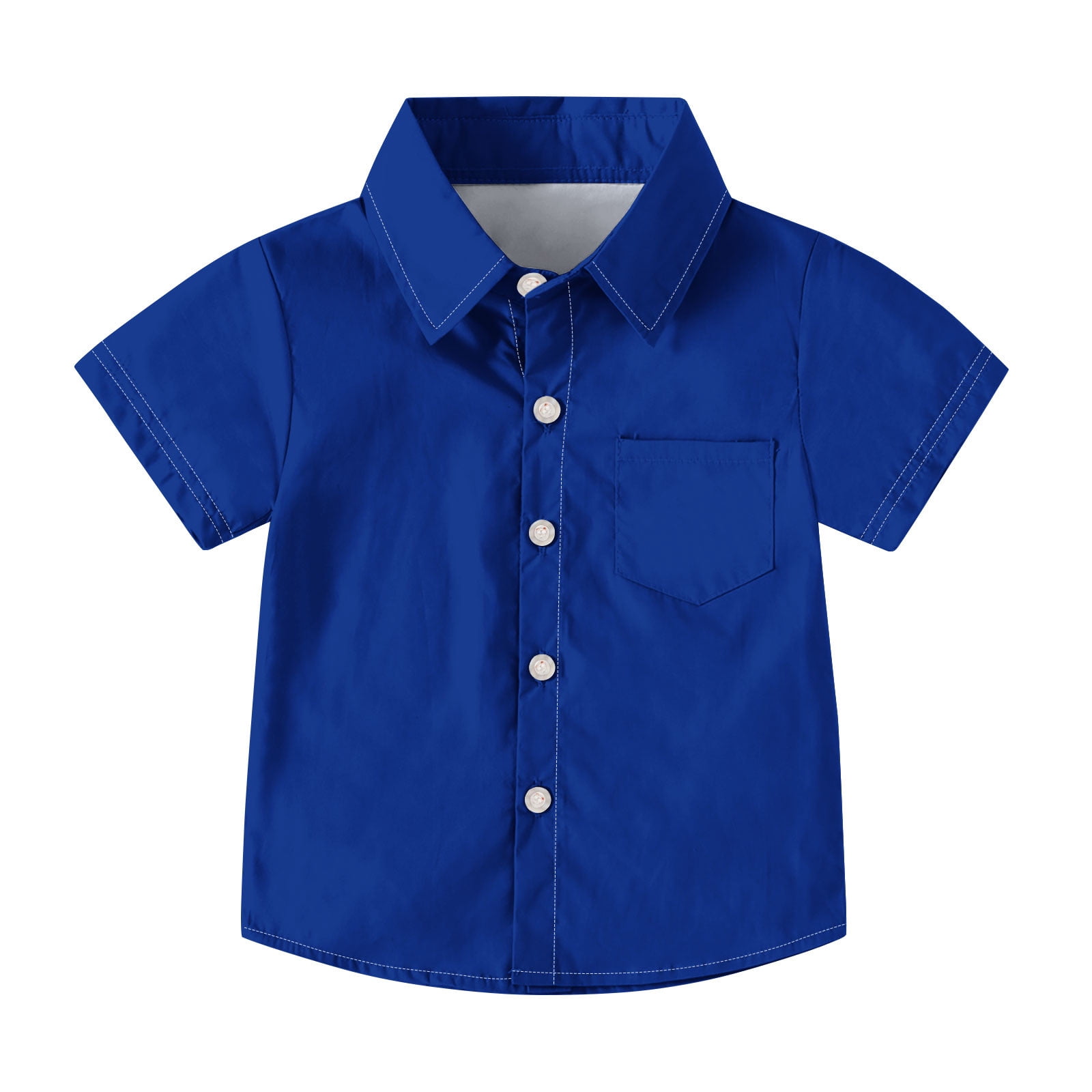 OGLCCG Toddler Boys Dress Shirt Short Sleeve Button Down Collar Casual School Uniform Shirt with Pocket Fashion Classic Fit Blouse Size 2-15 Years