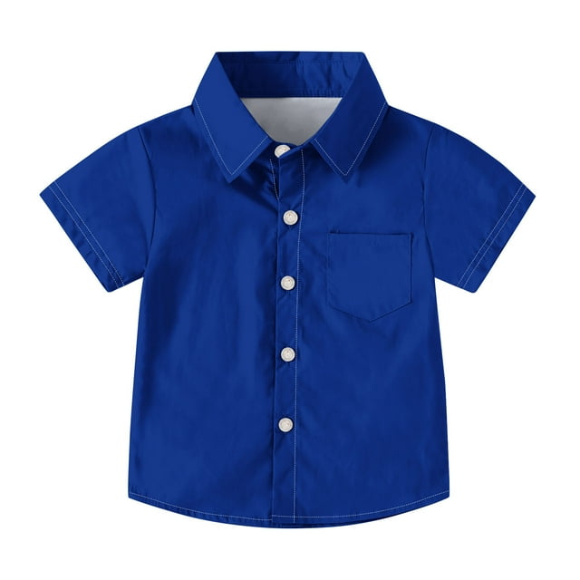 Chemises à Manches Courtes pour Garçons Chemise Décontractée Unie Uniforme Formel d'Été Enfants 2-15 Ans