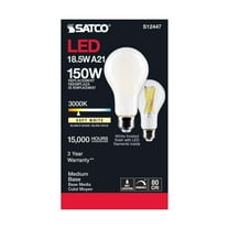 Satco S12447 A21 LED Light Bulb 18.5W 120V 3000K E26 Medium Base Frosted Dimmable (1 Pack)
