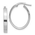 thumbnail image 1 of 14K White Rhodium Oval Hoop Earrings, 1 of 3